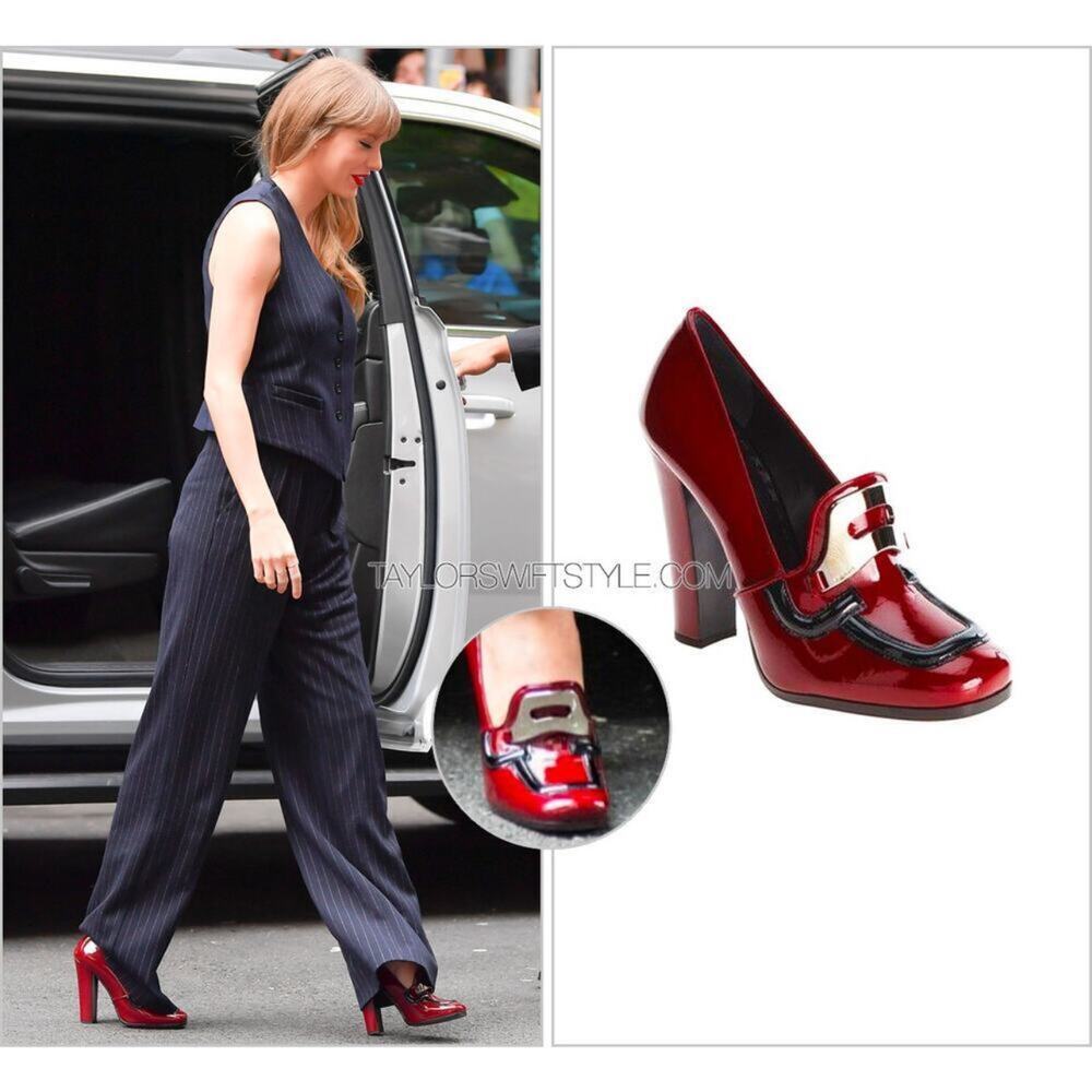 Prada Fall 2010 Burgundy Patent Leather Loafer Square Toe Block Heels IT 39.5 - Picture 3 of 16